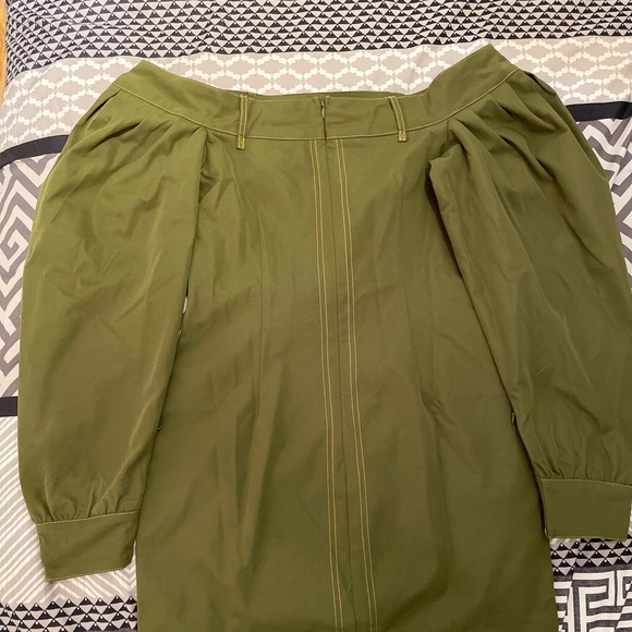 Missguided khaki corset Bardot puff sleeve mini dress, US 6- UK 10 - Picture 4 of 5